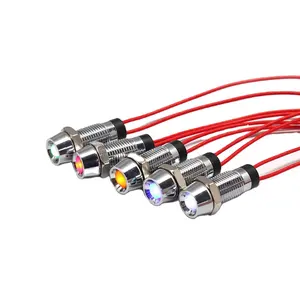 FILN Mini 6mm 8mm 10mm 24VAC Indicator Lamp With Cable Line 20mm Indicator Light