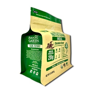 1,5 kg 3kg Impresión personalizada Kraft Whey Protein Bolsa de fondo plano con cremallera Food Snack Packaging - Product Image 1