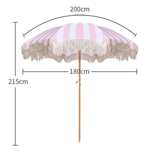 <span class=keywords><strong>Sombrilla</strong></span> de <span class=keywords><strong>playa</strong></span> de patio al aire libre blanca de lona de paja de madera vintage portátil de lujo personalizada con borlas de flecos - Product Image 4