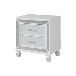 Comodino Moderno a 2 Cassetti in Legno Bianco con Cassetti Portaoggetti, Arredamento per Camera da Letto - Product Image 4