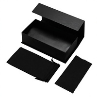 Boîte d'emballage pour lunettes de vue en papier rigide noir rectangulaire rétro personnalisée OEM, style portefeuille long, étui à lunettes de soleil avec couvercle rabattable, coffret cadeau