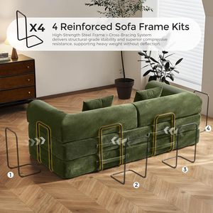 Factory Direct Compressed <b>Sofa</b> <b>Bed</b> Boneless <b>Sofa</b> Modular Compress <b>Sofa</b> Set Furniture Frameless Foam Vacuum <b>Sofa</b> <b>Bed</b>-Green - Product Image 5