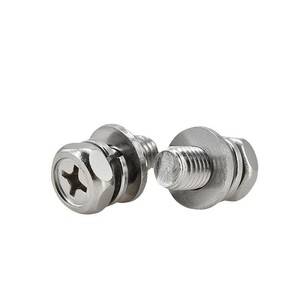 Tornillo de Cabeza Hexagonal de Acero Inoxidable 304 M4 M10 con Arandela Plana y Arandela de Resorte, Combinación Métrica Clase 8.8, Rosca Estándar - Product Image 1