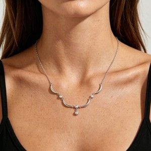 Collar de Cadena con Eslabones de Luna Creciente para Mujer, Chapado en Oro de 18K, Acero Inoxidable, con Colgante de Zirconia para Fiesta - Product Image 5