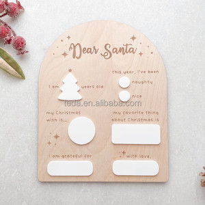 <span class=keywords><strong>Lettre</strong></span> réutilisable pour enfants personnalisée en usine au père noël, tableau blanc en bois pour enfants signe d'accessoires photo père noël - Product Image 6