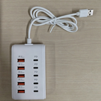 Chargeur de bureau 66W à 10 ports, 5xUSB C, 5xUSB A, vente en gros, nouvelle arrivée |   Station de charge sécurisée pour téléphone et tablette |   Matériau PC compact