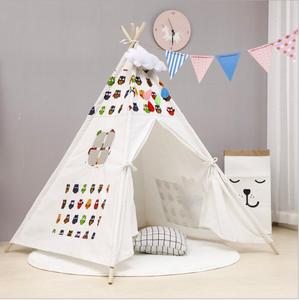 Tente de jeu intérieure en toile de coton Portable X Frame pour enfants <span class=keywords><strong>Tipi</strong></span> en bois Popup pour le plaisir des enfants - Product Image 3