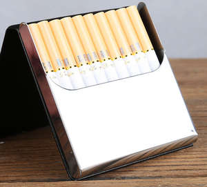 Logo personnalisé étui à cigarettes de luxe en <span class=keywords><strong>cuir</strong></span> boîte en métal 10 pièces Cigarettes tabac produit mallette de rangement étui à cigarettes en étain - Product Image 6