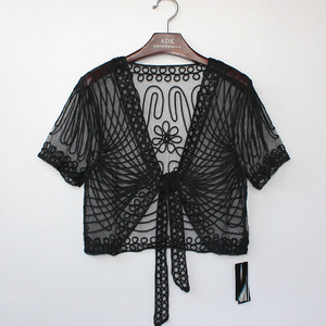 Blusas de Moda para <span class=keywords><strong>Mujer</strong></span>: Boleros de <span class=keywords><strong>Gasa</strong></span> con Encaje y Perspectiva Ocasional - Product Image 3
