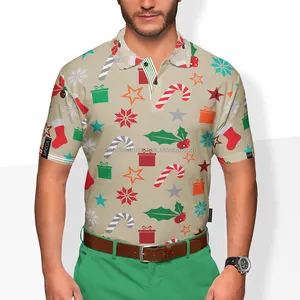 Custom OEM Sublimação Impresso Secagem Rápida Esportes Polo Golf T Shirt Mens T-shirts Polo Logotipo Personalizado Camisas de Natal dos homens