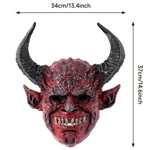 Casque de <span class=keywords><strong>d</strong></span>émon réaliste en matériau RP rouge, best-seller, pour costume <span class=keywords><strong>d</strong></span>'Halloween, accessoire de <span class=keywords><strong>d</strong></span>éguisement - Product Image 2