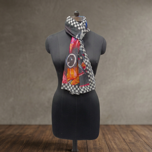Women's Reversible Cotton <b>Scarf</b> <b>Long</b> Checkered Pattern Digital Printing All Seasons Daily Wear Accessory - Product Image 2