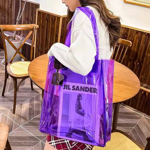 Sac fourre-tout transparent en PVC avec fermeture à boucle pour femmes, cadeau publicitaire avec logo personnalisé - Product Image 3