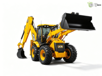 Chargeuse-pelleteuse lourde d'occasion JCB 5CX 4WS 4WD, excavatrice diesel Kubota, travaux de terrassement industriels, pompe hydraulique Eaton, 63 kW, 3200 kg de capacité nominale