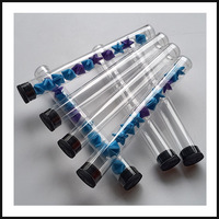 Tubes d'emballage en plastique transparent avec couvercles noirs, longueur personnalisée, impression sérigraphique, matériau PC/PETG pour le stockage