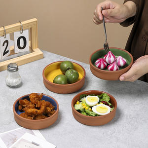 Tazón de arcilla de colores hecho a mano Microondas y horno Plato de cerámica mexicana seguro Plato de <span class=keywords><strong>tapas</strong></span> de terracota - Product Image 2