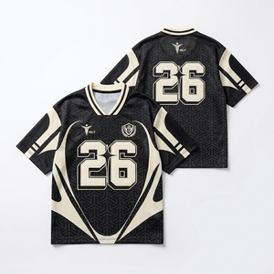 Jersey Sepak Bola Vintage Grosir, Cetak Sublimasi, Bahan Polyester, Pakaian Rugby Cepat Kering, Model Boxy Streetwear, Kaos Sepak Bola Retro Custom - Product Image 1