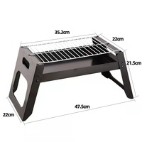 Barbecue portable ultra-simple pour l'extérieur, mini barbecue au charbon de bois pliable de 35 cm, adapté au camping (2 à 3 personnes).