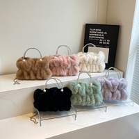 Sac à main nuage en fausse fourrure JINZE3651 pour femme, sac à bandoulière en peluche froncé avec poignée supérieure et chaîne amovible, sac à bandoulière toutes saisons