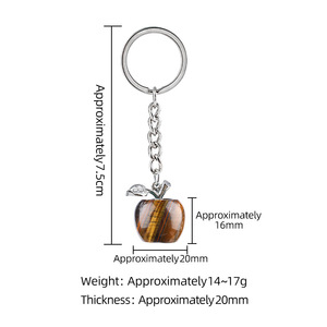 Llavero de agata semipreciosa con forma de manzana, con técnica de incrustación, pequeño colgante de manzana, regalo decorativo para Nochebuena - Product Image 3