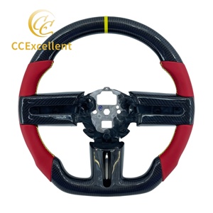 Volante Deportivo de Fibra de Carbono Personalizado CCExcellent con Cuero Rojo Liso para <span class=keywords><strong>Ford</strong></span> <span class=keywords><strong>Mustang</strong></span> <span class=keywords><strong>GT</strong></span> 2005/2006/<span class=keywords><strong>2007</strong></span>/2008/2009 - Product Image 1