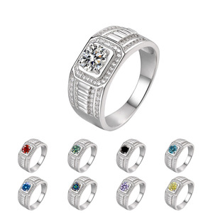 Anel Masculino de Prata Esterlina S925 com Diamante em Forma de Onda, Conjunto com Moissanite VVS de 1.0ct, Anel de Casamento de Luxo Leve e Fashionável - Product Image 1