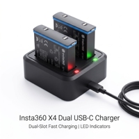 Station de charge rapide à double batterie, base de charge en plastique, câbles USB, chargeurs pour batteries de caméra sportive Insta360 X4 360 degrés