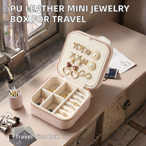 Velvet Travel Jewelry Box Portable Zipper Jewelry Organizer Case Multi‑Grid <b>Storage</b> for Rings <b>Earrings</b> Necklaces Bracelets Gift - Product Image 2