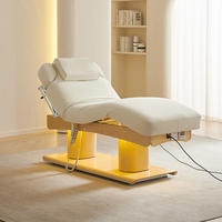 Table de massage électrique dorée moderne pour chambre, salon, salon de beauté, spa, atelier, 3 moteurs, cuir PU, éponge haute densité