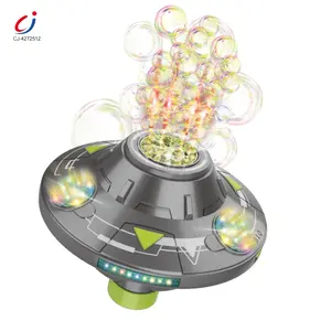 Chengji ufo-seifenblasenmaschine spielzeug für kinder intelligente rotierende hindernisvermeidung fliegende untertasse automatisch blühende blase ufo mit licht
