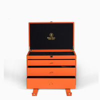 Boîte à bijoux en cuir PU orange, multi-tiroirs, portable, grande capacité, boîte de rangement en cuir