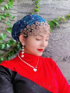 Customized women's ethnic <b>hat</b>, new design silk headscarf, elastic pullover cap, Muslim undercap, cross-border headscarf - Product Image 6