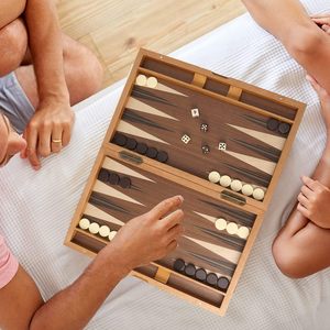 Premium Wooden Folding Inlay <strong>Backgammon</strong> Board <strong>Game</strong> Set <strong>Classic</strong> Traditional Board <strong>Games</strong> for Kids and Adults - Product Image 6
