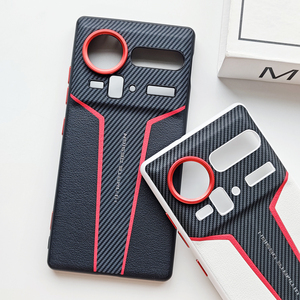 Custodia posteriore antiurto in pelle PU opaca con texture in fibra di carbonio e lente in metallo per ZTE nubia Z80 Ultra Z70 Z70S Ultra - Product Image 4