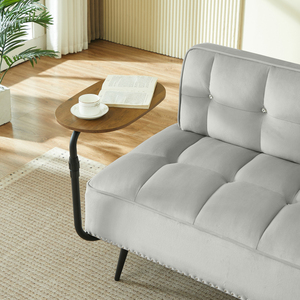Modern Two <b>Seater</b> Velvet Sofa 54 Inch With Backrest And Rotating Side Table Entryway Ottoman Multi Use <b>Bench</b> Office Desk - Product Image 3