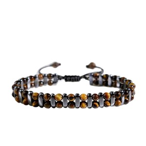 Pulsera de cuentas de ojo de tigre y hematita para hombre, ajustable, trenzada, con energía curativa, piedra natural, apilable, regalo de joyería para hombres - Product Image 5