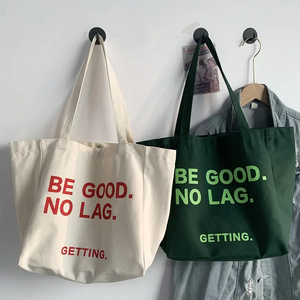 Bolso de compras de algodón de lona de Fin de Semana Grande para mujer de gran tamaño con logotipo personalizado, bolso de lona con logotipo negro a la moda para mujer - Product Image 4