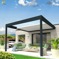 Pergolas rétractables manuelles en aluminium avec cadre thermolaqué, préfabriquées, pour la décoration extérieure de plage, protection solaire, toit de piscine