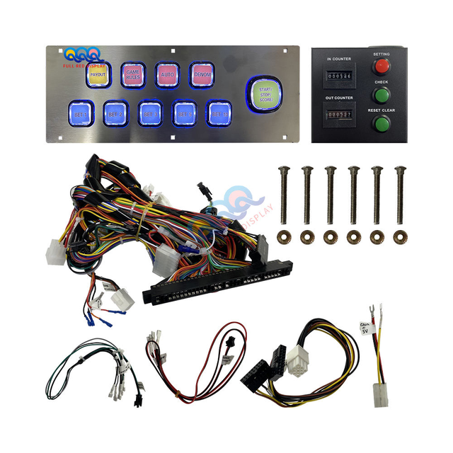 Full Red 10 Buttons Panel Universal Game Button Panel Harness Kits 2 in 1 Harness 36pin+10pin Wire Harness Button Panel