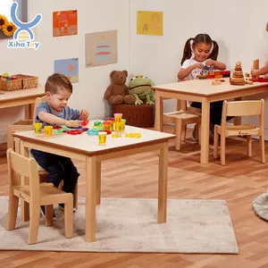 Стол и стул XIHA Монтессори, деревянный учебный стол, стол для малышей, детский стол для детского сада, набор мебели
