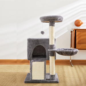 Cage pour chat en bois massif écologique avec griffoir en sisal, cadre en sisal, jouet pour litière, grattoir, arbre, doublure en peluche acrylique, pour chats <span class=keywords><strong>de</strong></span> grande taille - Product Image 6