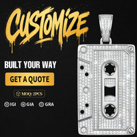 Nouveauté : Pendentif Hip Hop en Argent Sterling 925 et Moissanite, Forme Cassette, Sertie de Pierres, pour Homme, Style Rétro Musical Urbain