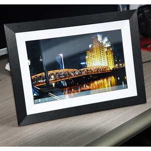 OEM ODM 10.1" Wood Digital Photo Frame <b>LED</b> Wall Touch Screen WiFi <b>Clock</b> Video Playback MP3-Manufacturer's Electric Frames - Product Image 4