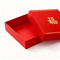 Boîte de Fortune rouge festive du nouvel an boîte-cadeau décorative en carton à trois pièces pour la manipulation d'estampage de pendaison de crémaillère