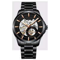 Montres automatiques en acier pour entreprise, avec design d'usine et personnalisables, à mouvement squelette, petite seconde apparente, pour marque privée