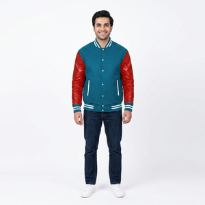 Competitive Price Personalized logo New Model Men Fashion Varsity Jacket Custom Black Red CollegeBaseballjacket for men - Product Image 1