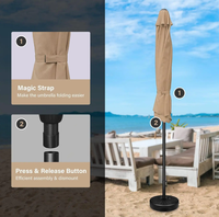 Parasol de table en acier pour patio extérieur, protection UV, étanche, avec bouton poussoir et manivelle inclinable, personnalisable pour jardin, plage, vente par correspondance