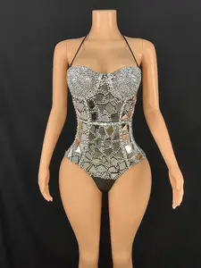 <span class=keywords><strong>Combinaison</strong></span> sans manches noire effet miroir pour <span class=keywords><strong>femme</strong></span>, imprimée par transfert thermique, tenue de danse orientale, marque TWCS, en stock - Product Image 2