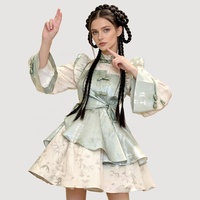 Robe Lolita style chinois à imprimé écho, ensemble 2 pièces, costume de cosplay Hanfu vintage en dentelle orientale pour femme, pour le quotidien, les fêtes et les séances photo
