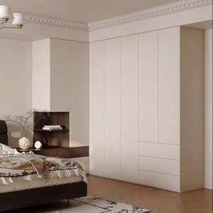 Armoire compacte gain de place 2025, placard en bois blanc à 2 portes, design d'angle pour le rangement des vêtements dans une chambre compacte - Product Image 1